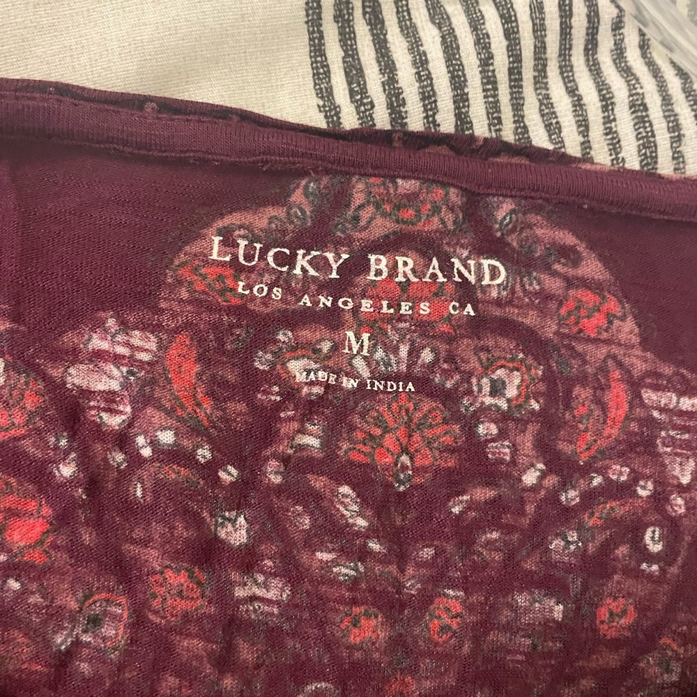 Lucky Brand Plum Paisley Short Sleeve Tee - Picture 2 of 3